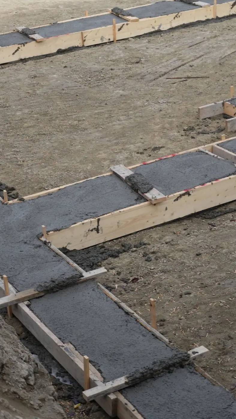 Poured concrete footings and formwork on a Calgary foundation