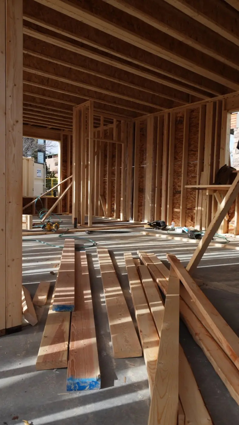 Floor joists and overhead framing on a Calgary project