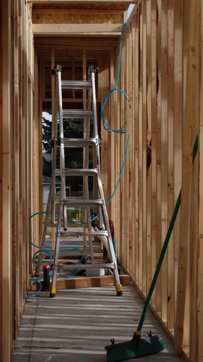 Framed interior hallway and partition walls in a Calgary home